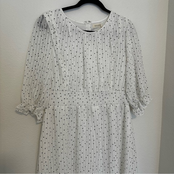 Roolee White Black Polka Dots Knee Length Dress Nursing Friendly Size L Women’s - Picture 2 of 16